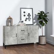 Dressoir 100x36x60 cm bewerkt hout betongrijs wandmontage