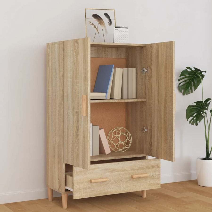 Hoge Kast 70X31X115 Cm Bewerkt Hout Sonoma Eikenkleurig