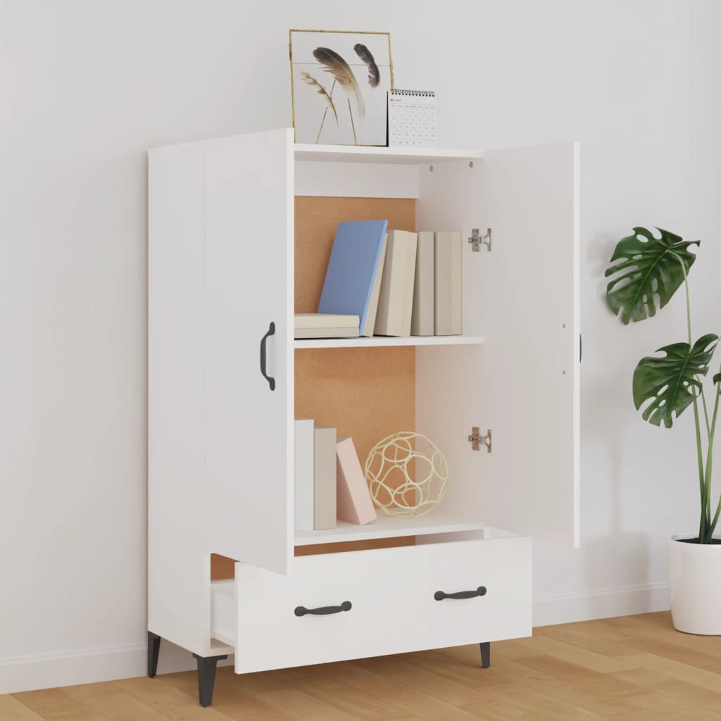 Hoge Kast 70X31X115 Cm Bewerkt Hout Wit