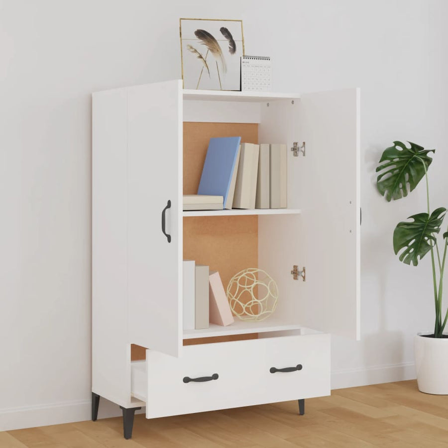 Hoge Kast 70X31X115 Cm Bewerkt Hout Wit