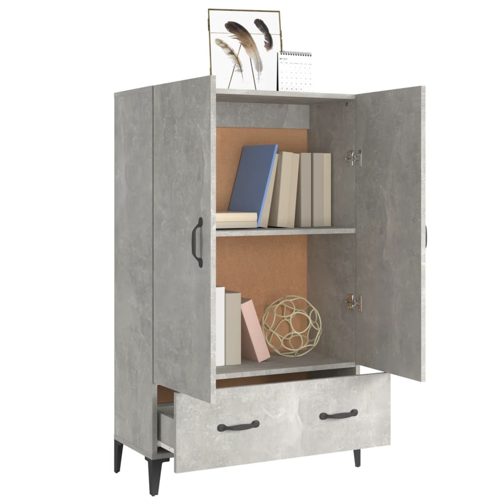 Hoge Kast 70X31X115 Cm Bewerkt Hout Betongrijs
