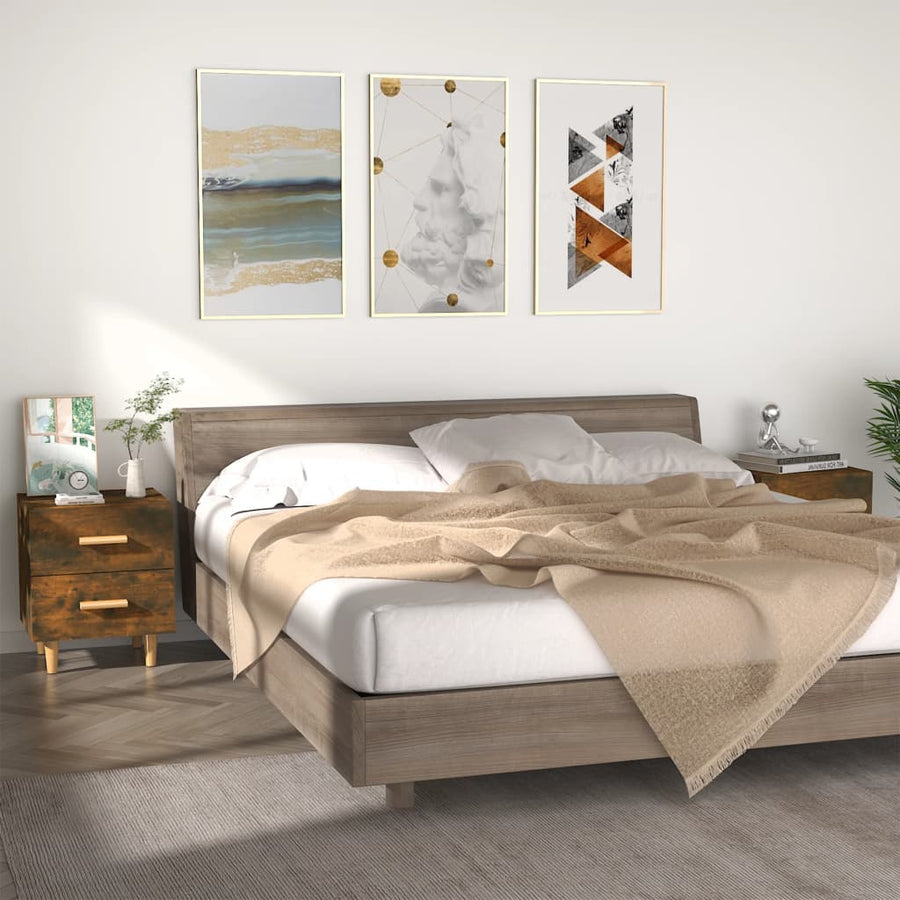 Nachtkastjes 40X35X47,5 Cm Kleurig 2 Gerookt eiken