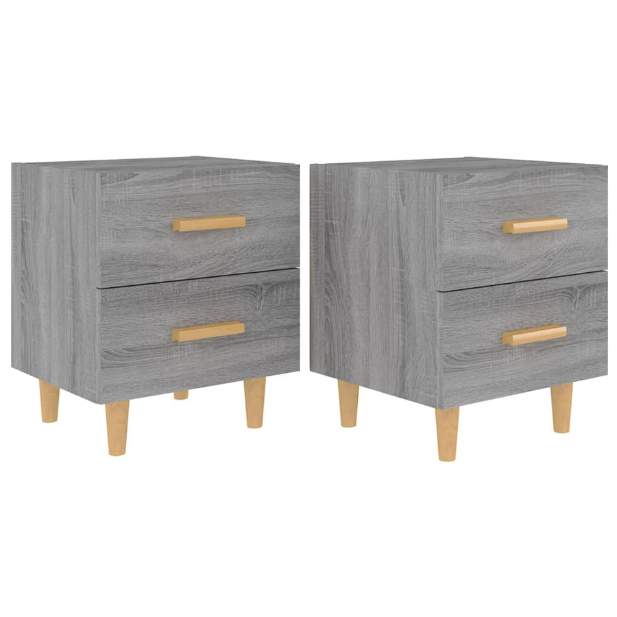 Nachtkastjes 40X35X47,5 Cm Eikenkleurig 2 Grijs sonoma