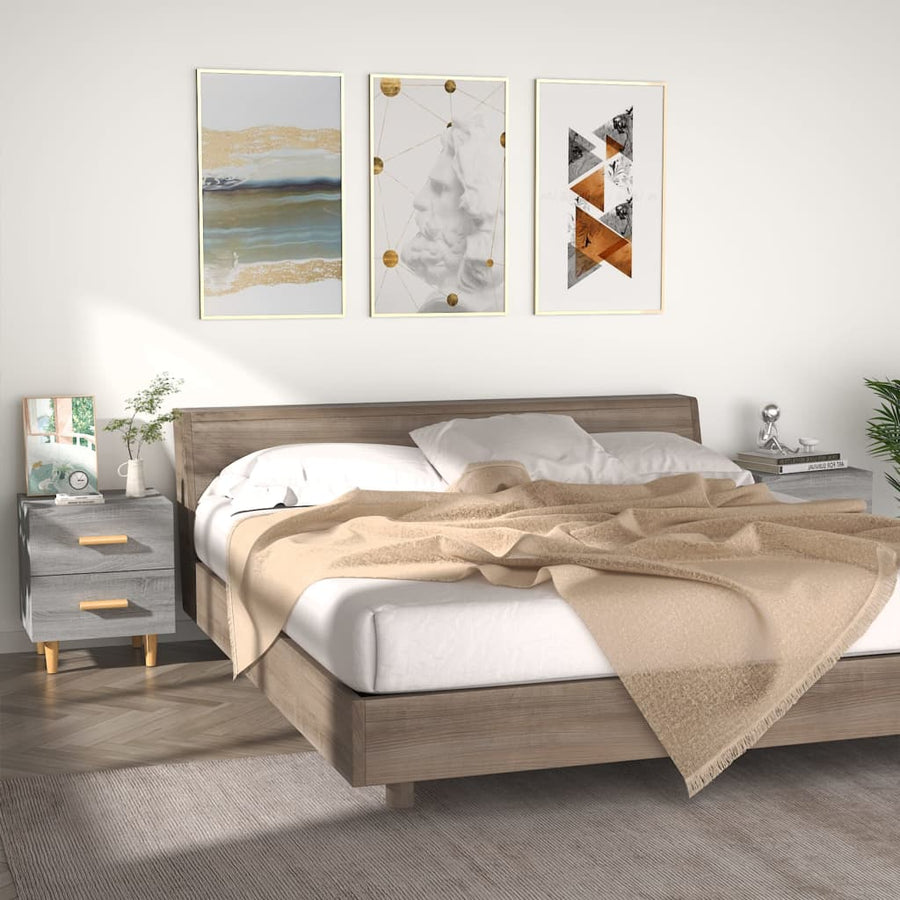 Nachtkastjes 40X35X47,5 Cm Eikenkleurig 2 Grijs sonoma