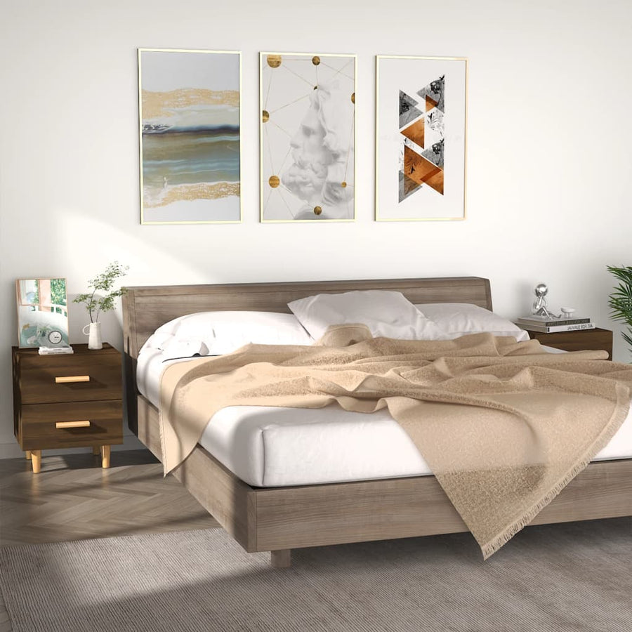 Nachtkastjes 40X35X47,5 Cm Bruineikenkleurig 2 bruin eikenkleur