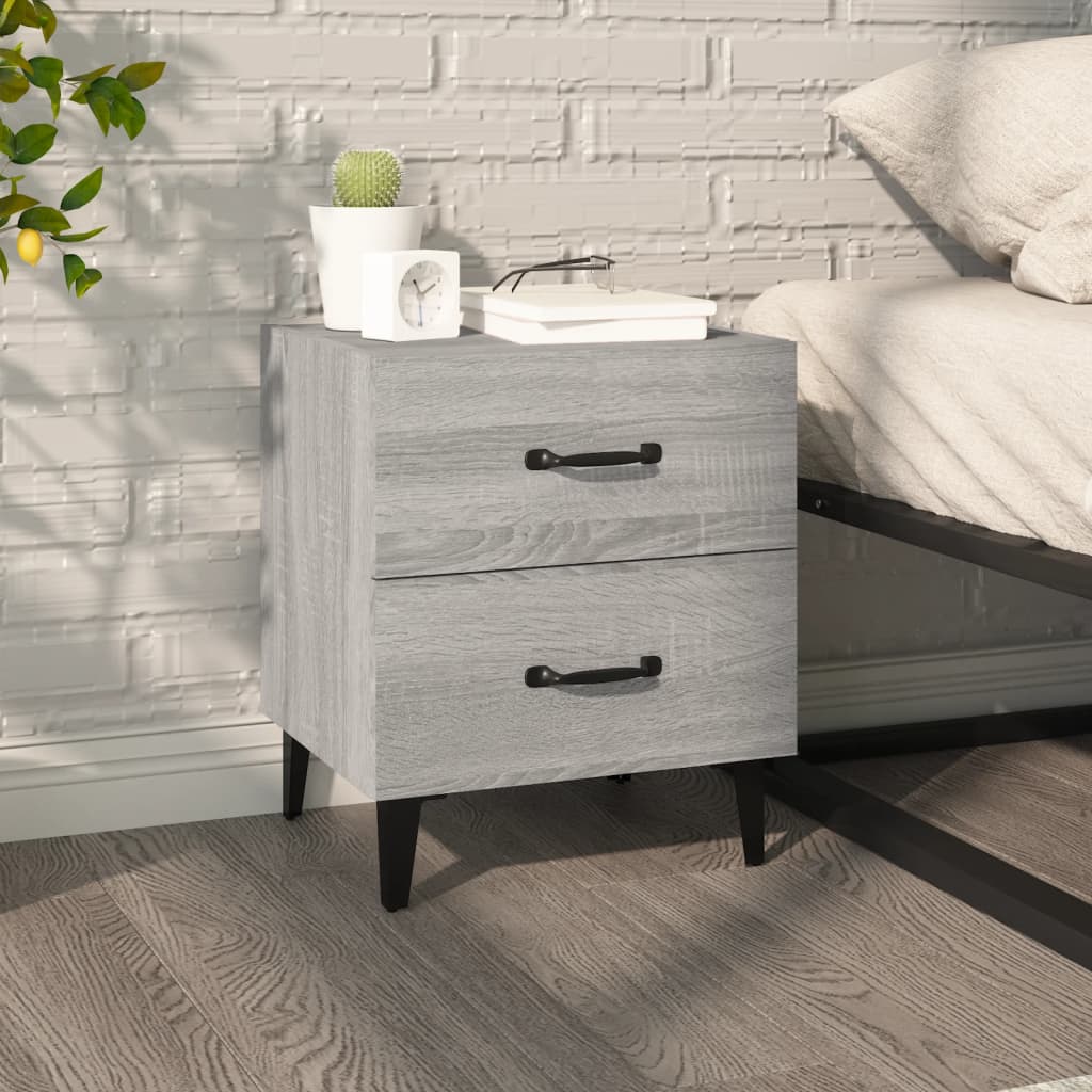 Nachtkastje 40X35X47,5 Cm Grijs Sonoma Eikenkleurig