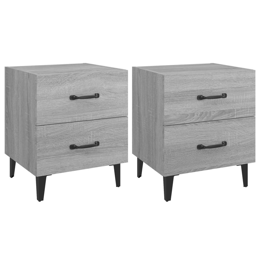 Nachtkastjes 40X35X47,5 Cm Eikenkleurig 2 Grijs sonoma