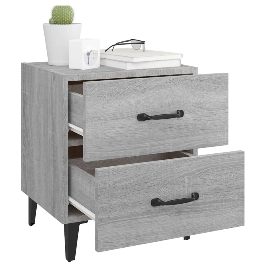 Nachtkastjes 40X35X47,5 Cm Eikenkleurig 2 Grijs sonoma
