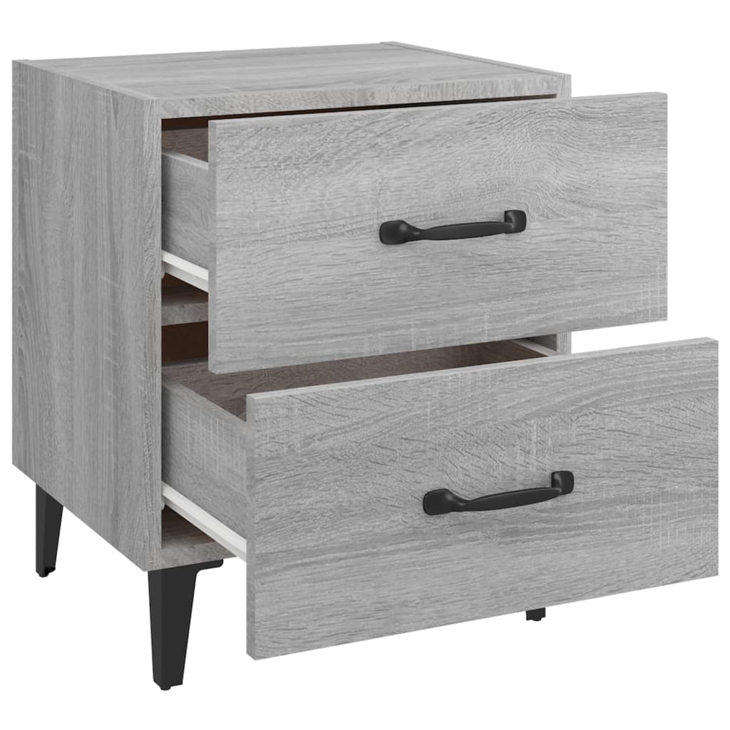 Nachtkastjes 40X35X47,5 Cm Eikenkleurig 2 Grijs sonoma