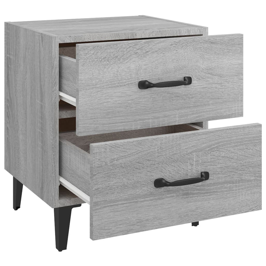 Nachtkastjes 40X35X47,5 Cm Eikenkleurig 2 Grijs sonoma