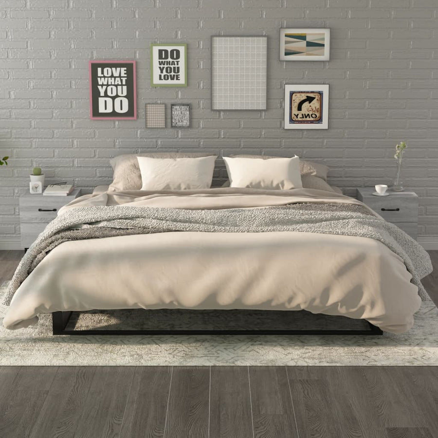 Nachtkastjes 40X35X47,5 Cm Eikenkleurig 2 Grijs sonoma