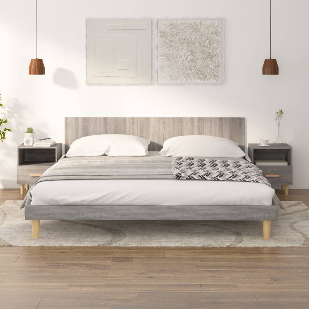Nachtkastjes 40X35X47 Cm Eikenkleurig 2 Grijs sonoma