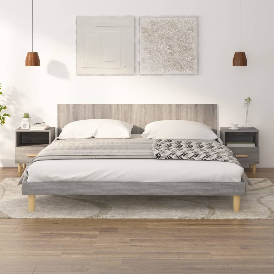 Nachtkastjes 40X35X47 Cm Eikenkleurig 2 Grijs sonoma