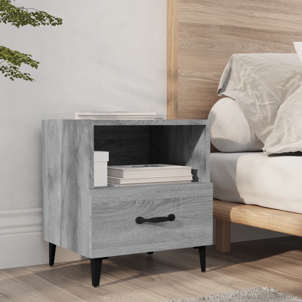 Nachtkastje Bewerkt Hout Grijs Sonoma Eikenkleurig