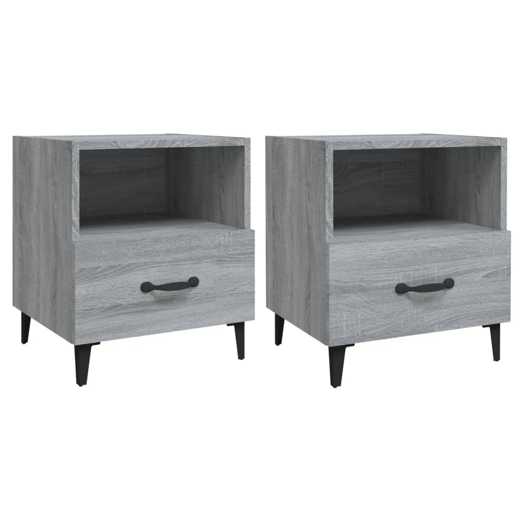 Nachtkastjes 2 St Bewerkt Hout Grijs Sonoma Eikenkleurig