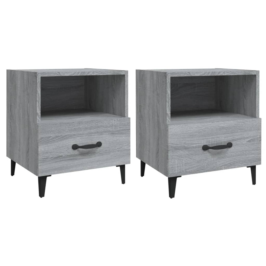 Nachtkastjes 2 St Bewerkt Hout Grijs Sonoma Eikenkleurig