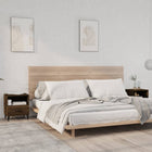 Bedside tables 2 pcs carved wood brown oak color