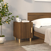 Bedside table carved wood brown oak color