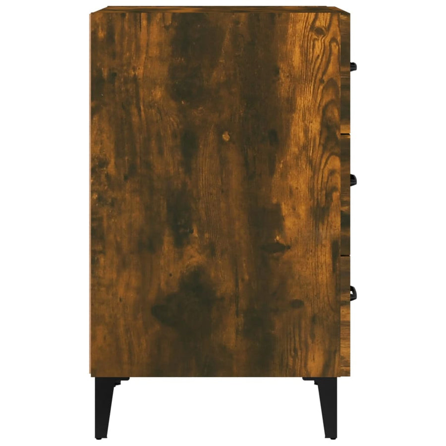 Nachtkastje 40X40X66 Cm Bewerkt Hout Gerookt Eikenkleurig
