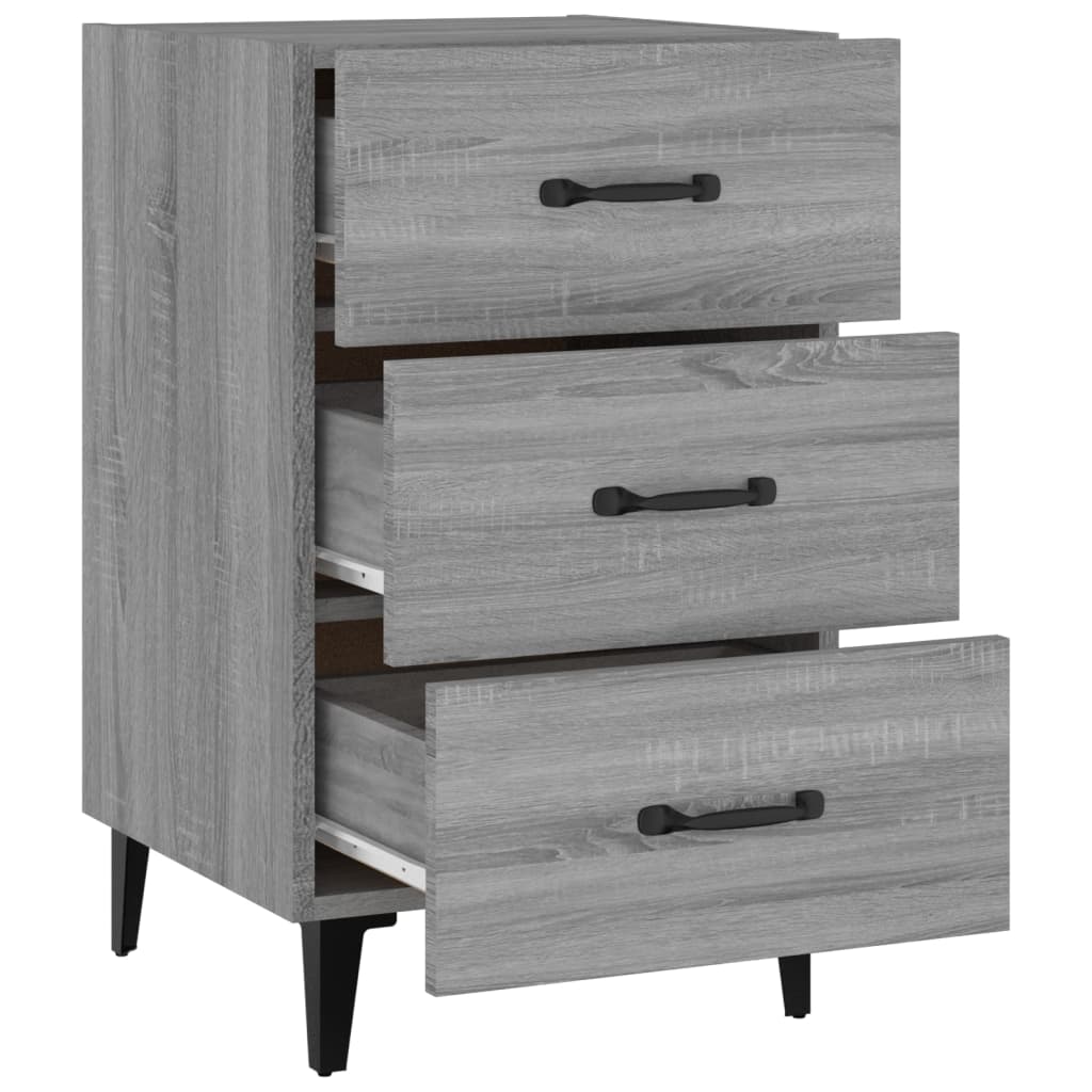 Nachtkastje 40X40X66 Cm Bewerkt Hout Eikenkleurig Grijs sonoma