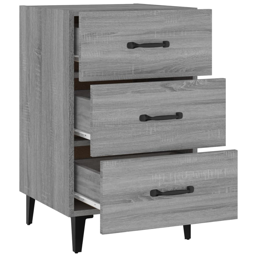 Nachtkastje 40X40X66 Cm Bewerkt Hout Eikenkleurig Grijs sonoma