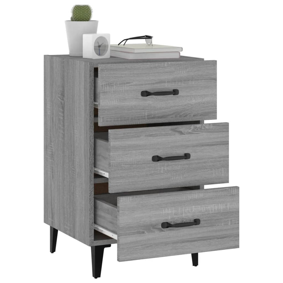 Nachtkastje 40X40X66 Cm Bewerkt Hout Eikenkleurig Grijs sonoma