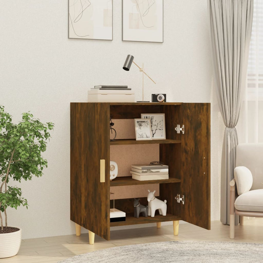 Dressoir 70X34X90 Cm Bewerkt Hout Kleurig Gerookt eiken