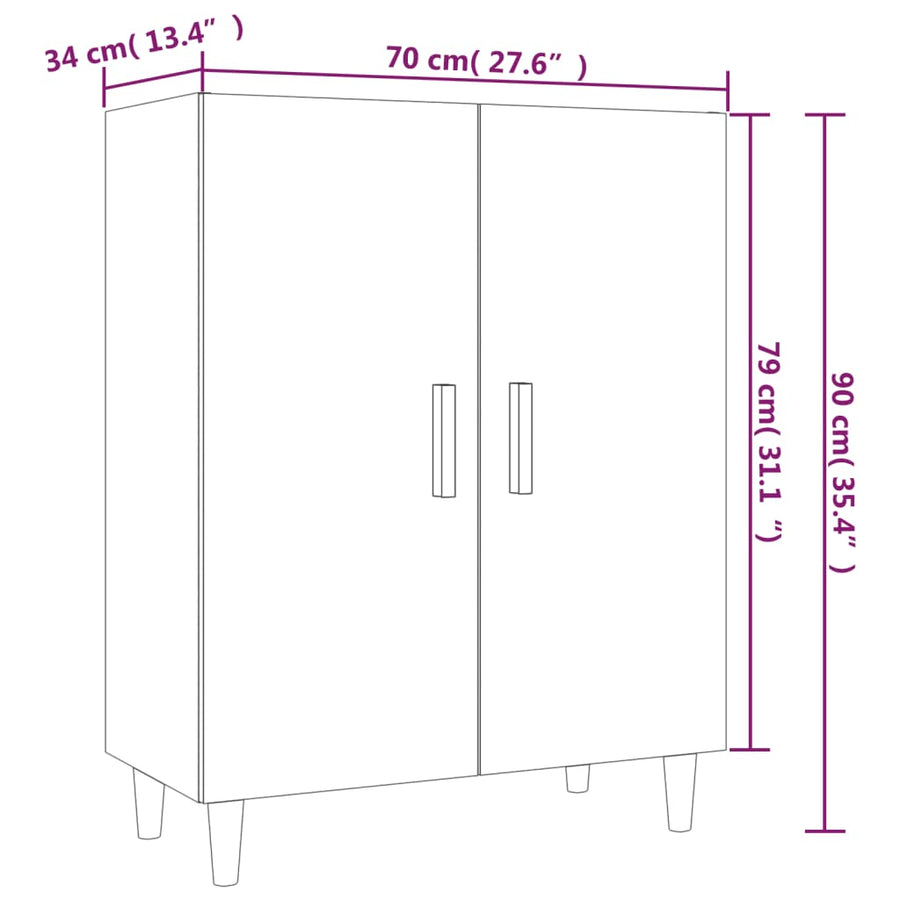 Dressoir 70X34X90 Cm Bewerkt Hout Kleurig Gerookt eiken