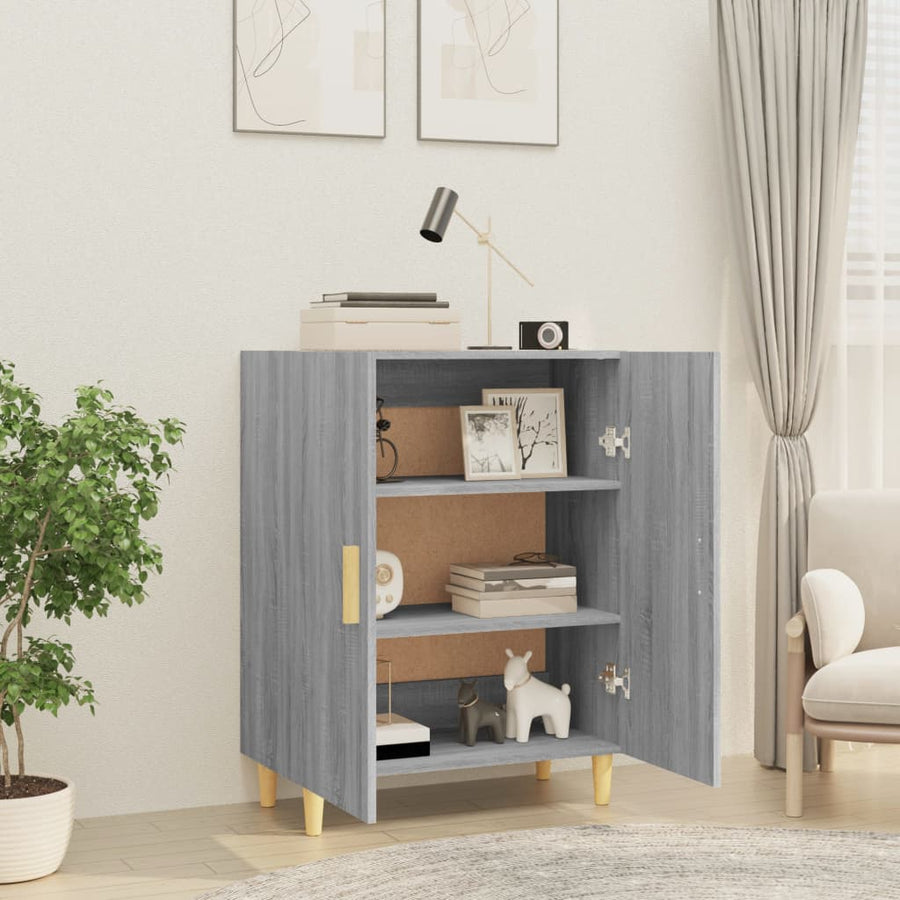 Dressoir 70X34X90 Cm Bewerkt Hout Eikenkleurig Grijs sonoma