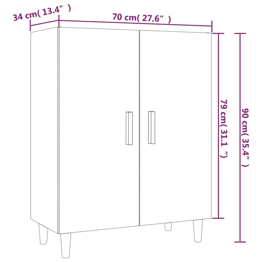 Dressoir 70X34X90 Cm Bewerkt Hout Eikenkleurig Grijs sonoma