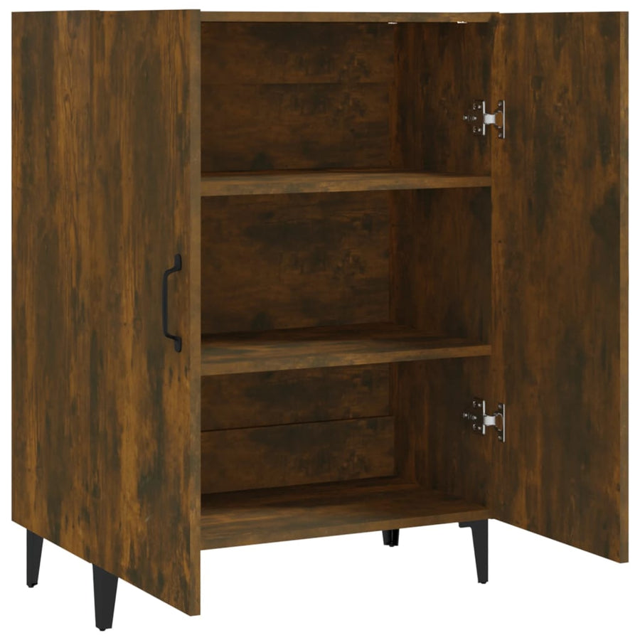 Dressoir 70X34X90 Cm Bewerkt Hout Gerookt Eikenkleurig