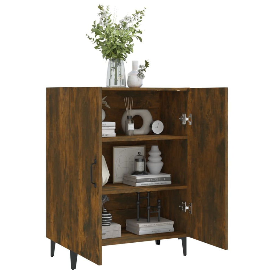 Dressoir 70X34X90 Cm Bewerkt Hout Gerookt Eikenkleurig