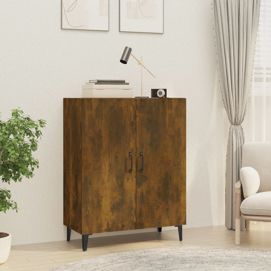 Dressoir 70X34X90 Cm Bewerkt Hout Gerookt Eikenkleurig
