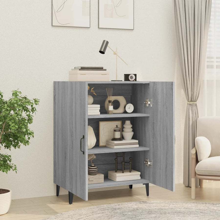 Dressoir 70X34X90 Cm Bewerkt Hout Grijs Sonoma Eikenkleurig