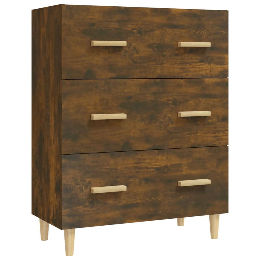Dressoir 70X34X90 Cm Bewerkt Hout Gerookt Eikenkleurig