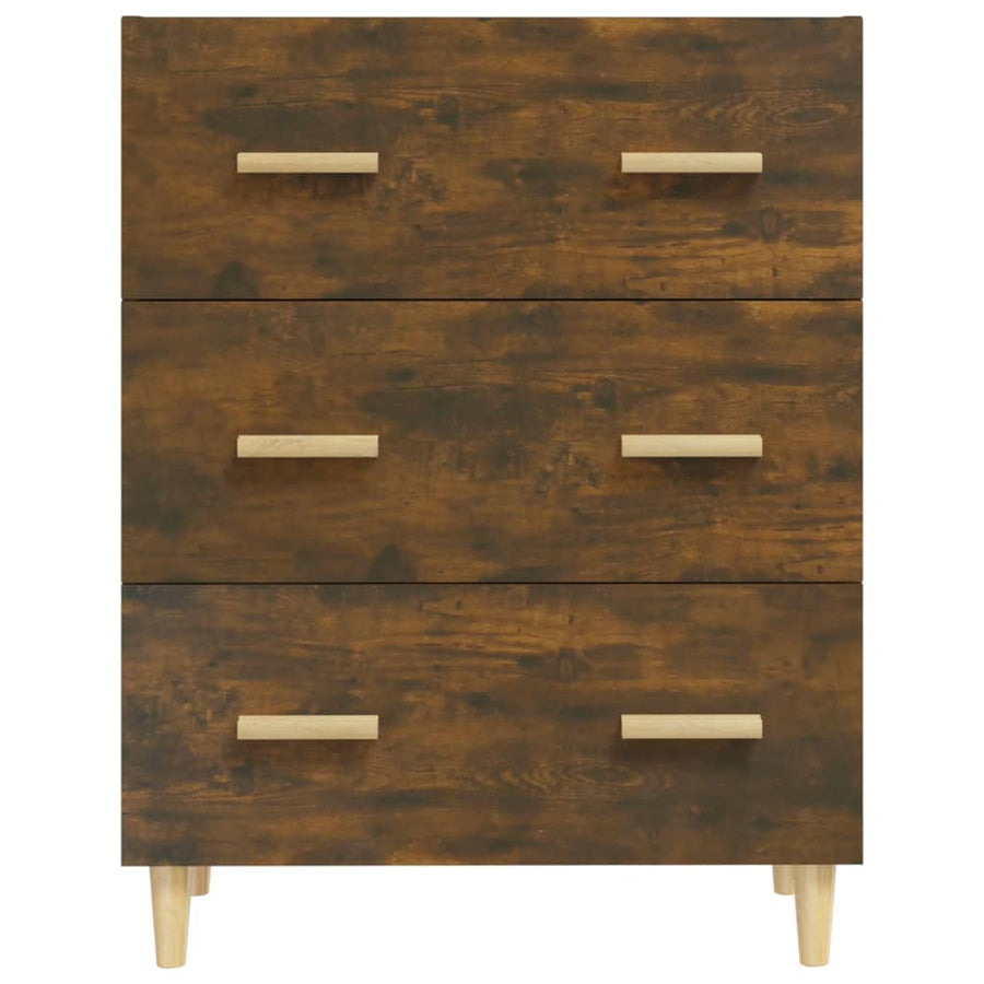 Dressoir 70X34X90 Cm Bewerkt Hout Gerookt Eikenkleurig