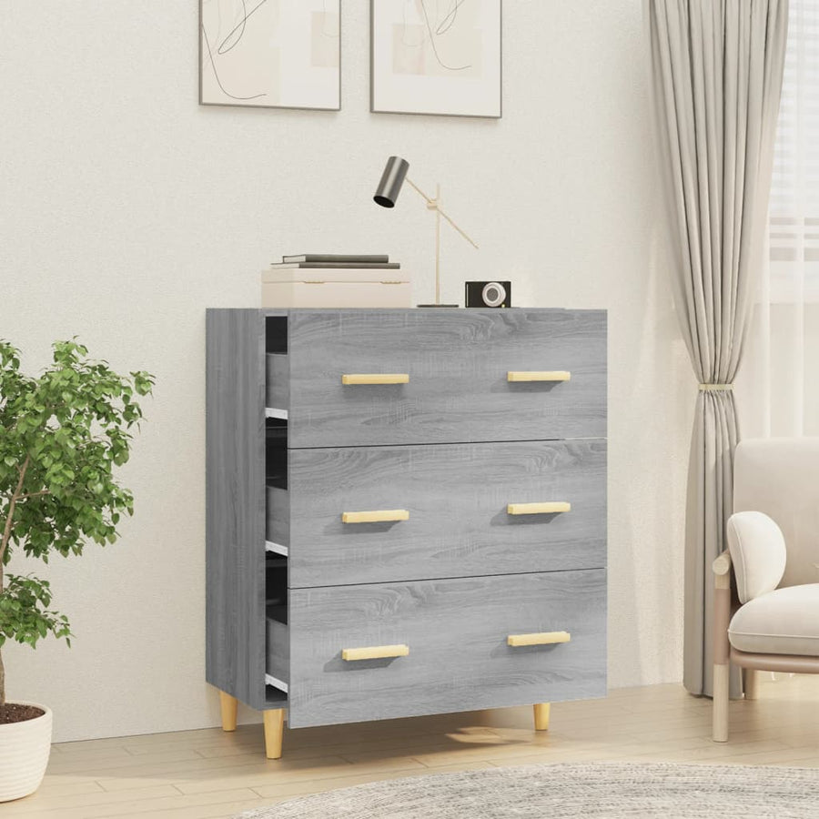 Dressoir 70X34X90 Cm Bewerkt Hout Grijs Sonoma Eikenkleurig