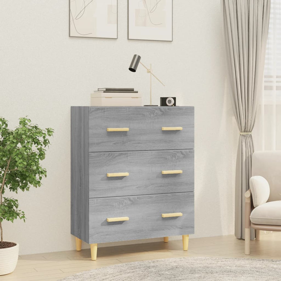 Dressoir 70X34X90 Cm Bewerkt Hout Grijs Sonoma Eikenkleurig