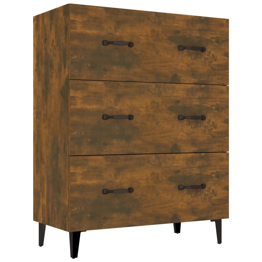 Dressoir 69,5X34X90 Cm Bewerkt Hout Gerookt Eikenkleurig