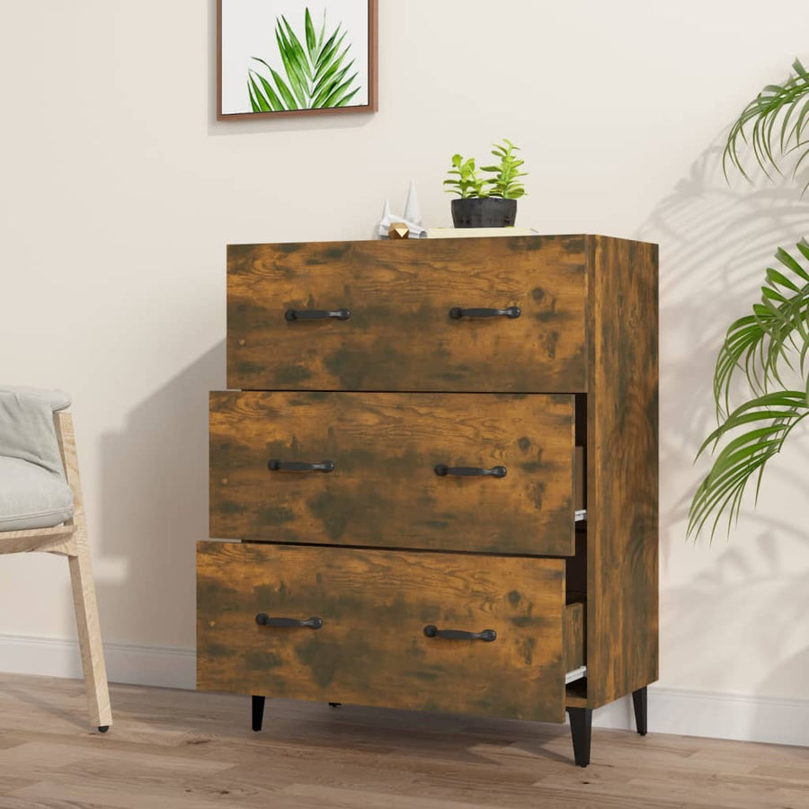 Dressoir 69,5X34X90 Cm Bewerkt Hout Gerookt Eikenkleurig