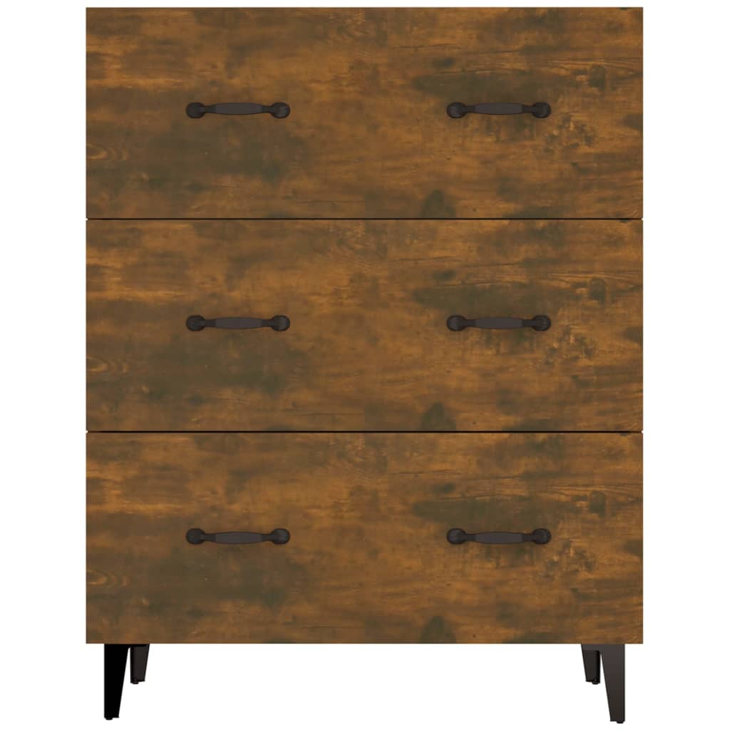 Dressoir 69,5X34X90 Cm Bewerkt Hout Gerookt Eikenkleurig