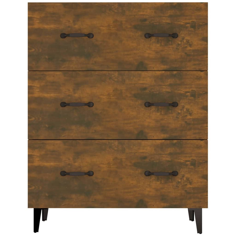 Dressoir 69,5X34X90 Cm Bewerkt Hout Gerookt Eikenkleurig