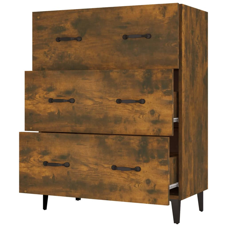 Dressoir 69,5X34X90 Cm Bewerkt Hout Gerookt Eikenkleurig