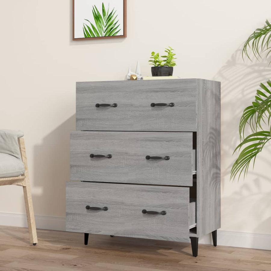 Dressoir 69,5X34X90 Cm Bewerkt Hout Grijs Sonoma Eikenkleurig