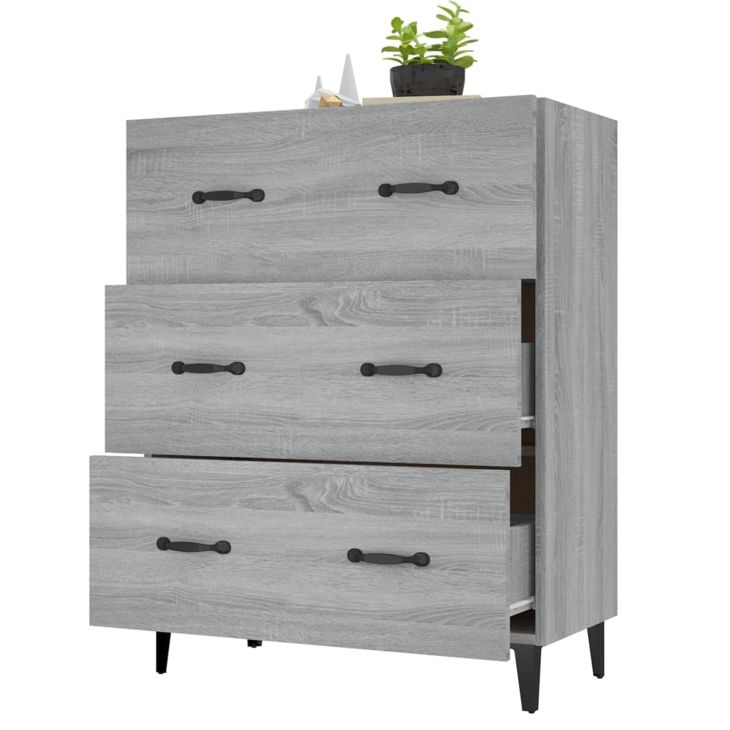 Dressoir 69,5X34X90 Cm Bewerkt Hout Grijs Sonoma Eikenkleurig
