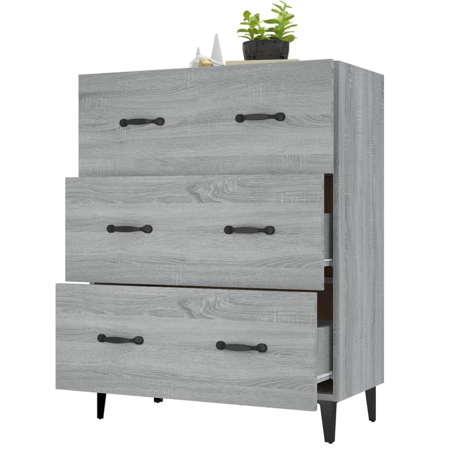 Dressoir 69,5X34X90 Cm Bewerkt Hout Grijs Sonoma Eikenkleurig