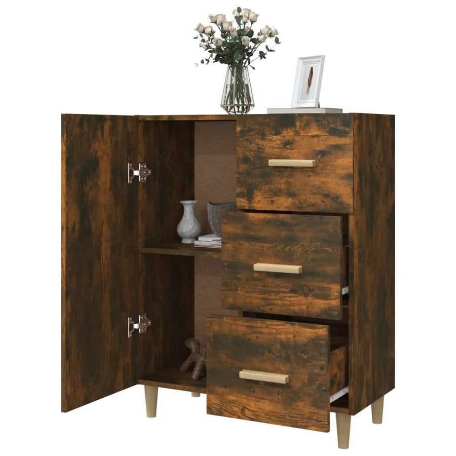 Dressoir 69,5X34X90 Cm Bewerkt Hout Gerookt Eikenkleurig