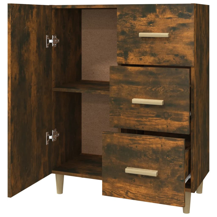 Dressoir 69,5X34X90 Cm Bewerkt Hout Gerookt Eikenkleurig