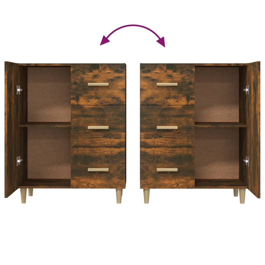 Dressoir 69,5X34X90 Cm Bewerkt Hout Gerookt Eikenkleurig