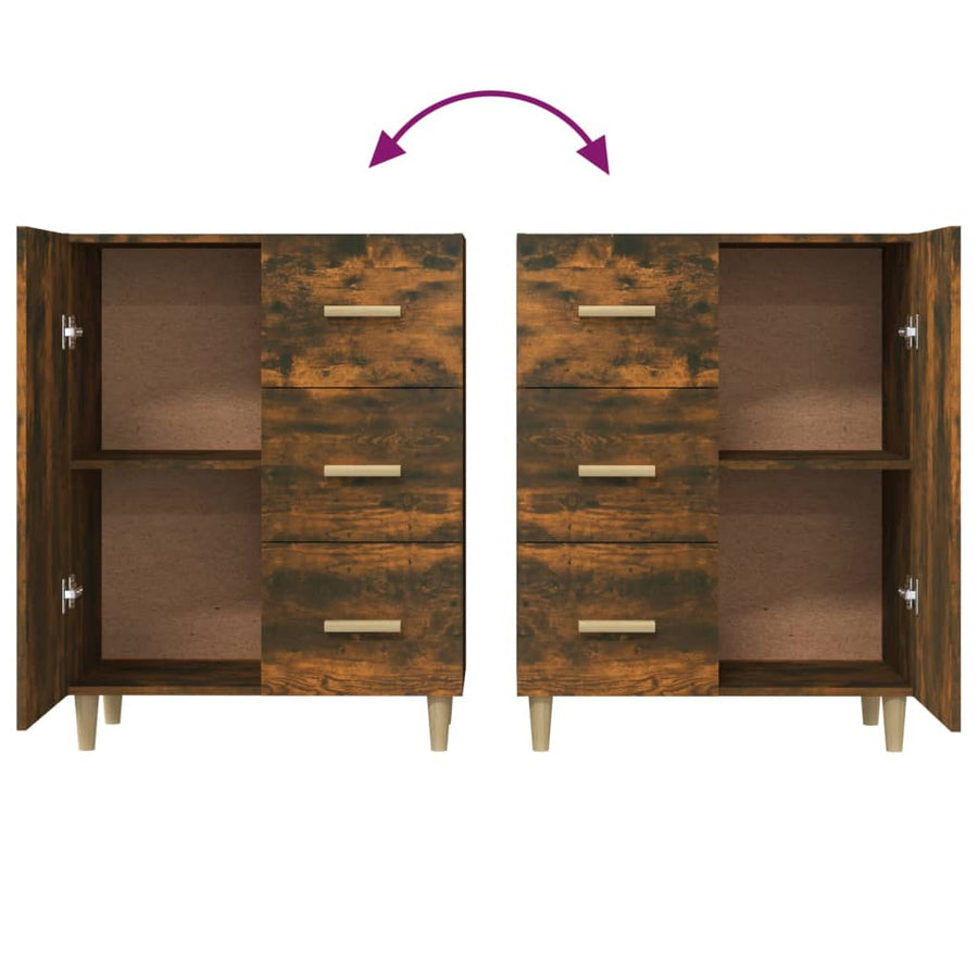 Dressoir 69,5X34X90 Cm Bewerkt Hout Gerookt Eikenkleurig